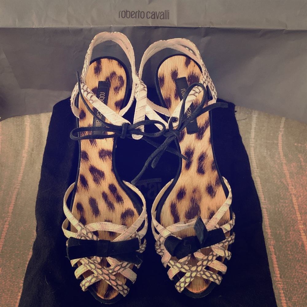 Roberto Cavalli animal print heels